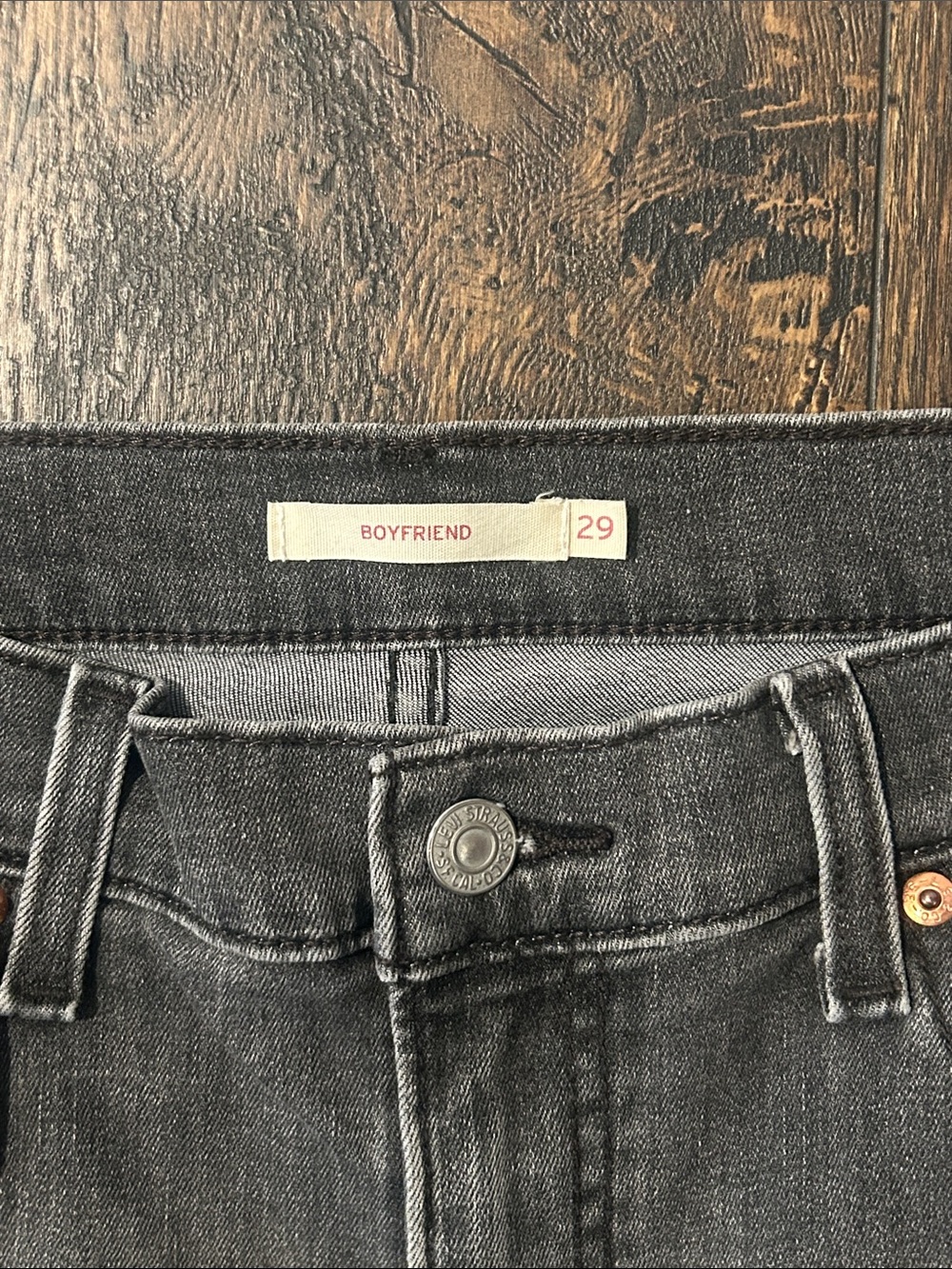 Levi's Charcoal Boyfriend Jeans - Picture 3 of 5